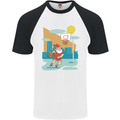 Christmas Santa Playing Basketball Xmas Mens S/S Baseball T-Shirt White/Black