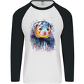 A Ferret Watercolour Mens L/S Baseball T-Shirt White/Black