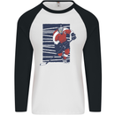 An Ice Hockey Player Mens L/S Baseball T-Shirt White/Black