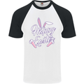 Happy Easter Cool Rabbit Ears and Feet Mens S/S Baseball T-Shirt White/Black