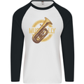 Tuba Brass Musical Instrument Jazz Mens L/S Baseball T-Shirt White/Black