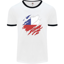 Torn Chile Flag Chilean Day Football Mens Ringer T-Shirt White/Black