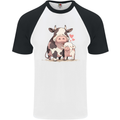 Love is a Cow and Pig Mens S/S Baseball T-Shirt White/Black