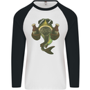 A Pike Fish With Beer Fishing Fisherman Mens L/S Baseball T-Shirt White/Black