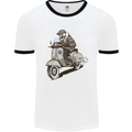 Scooter Skull Motorcycle Biker MOD Mens Ringer T-Shirt White/Black