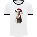 Christmas Goat Wearing  an Xmas Hat Mens Ringer T-Shirt White/Black