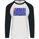 Galaxy Infographic Space Technology Planets Mens L/S Baseball T-Shirt White/Black