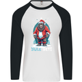 Yule Yeti Funny Christmas Bigfoot Sasquatch Xmas Mens L/S Baseball T-Shirt White/Black