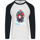 Yule Yeti Funny Christmas Bigfoot Sasquatch Xmas Mens L/S Baseball T-Shirt White/Black
