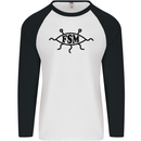 FSM Church Flying Spagetti Monster Atheist Mens L/S Baseball T-Shirt White/Black