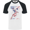 American Volleyball Player USA Flag Mens S/S Baseball T-Shirt White/Black