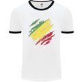 Torn Republic of the Congo Flag Day Football Mens Ringer T-Shirt White/Black