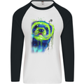 A Ferret Watercolour Mens L/S Baseball T-Shirt White/Black