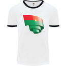 Curled Burkina Faso Flag Day Football Mens Ringer T-Shirt White/Black