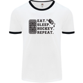 Eat Sleep Hockey Repeat Street Ice Funny Mens Ringer T-Shirt White/Black