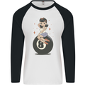 8-Ball Pool Pinup Mens L/S Baseball T-Shirt White/Black