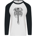 Electric Guitar Ribs Guitarist Acoustic Mens L/S Baseball T-Shirt White/Black