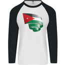 Curled Jordan Flag Jordanian Day Football Mens L/S Baseball T-Shirt White/Black