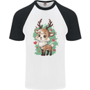Christmas Cute Reindeer Xmas Mens S/S Baseball T-Shirt White/Black