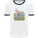 A Christmas Rhino With Santa Xmas Mens Ringer T-Shirt White/Black