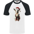 Christmas Goat Wearing  an Xmas Hat Mens S/S Baseball T-Shirt White/Black