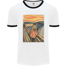 Hipster Scream Painting Mens Ringer T-Shirt White/Black