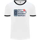 Eat Sleep Hockey Repeat Ice Street Mens Ringer T-Shirt White/Black