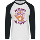 Sloth Anything I Can Do Slower Funny Mens L/S Baseball T-Shirt White/Black
