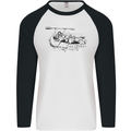 Dinghy Rapids White Water Rafting Whitewater Mens L/S Baseball T-Shirt White/Black