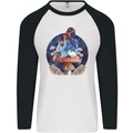 Trippy Alice Magic Mushrooms LSD Mens L/S Baseball T-Shirt White/Black