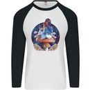 Trippy Alice Magic Mushrooms LSD Mens L/S Baseball T-Shirt White/Black