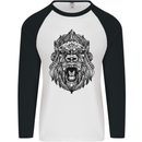 Ape Mandala Art Mens L/S Baseball T-Shirt White/Black