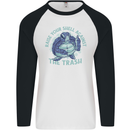 Offensive Turtle Environment Climate Change Mens L/S Baseball T-Shirt White/Black