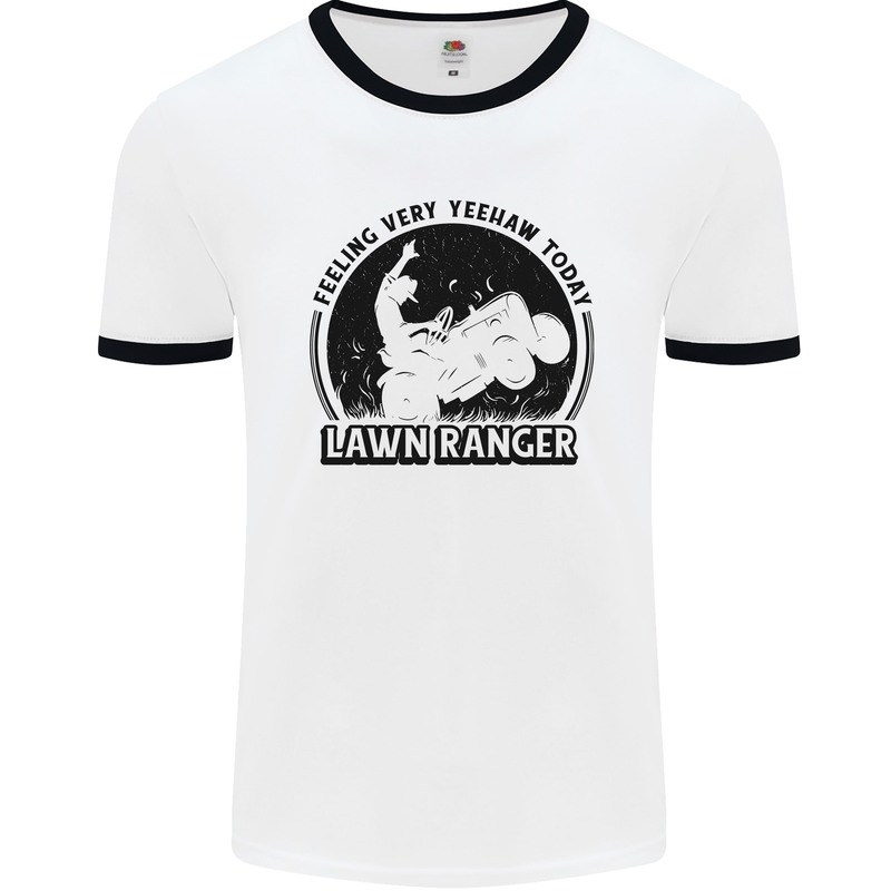 Lawn Ranger Funny Gardening Gardener Grass Mens Ringer T-Shirt White/Black