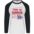 Time to Summon Cats Let's Summon Demons Mens L/S Baseball T-Shirt White/Black