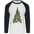 Hockey Christmas Tree Mens L/S Baseball T-Shirt White/Black