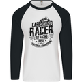 Cafe Racer Old Racing Motorcycle Biker Mens L/S Baseball T-Shirt White/Black