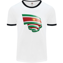 Curled Suriname Flag Suriname Day Football Mens Ringer T-Shirt White/Black