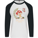 Dont Hate Mate Peace Hippy Toadstool Mens L/S Baseball T-Shirt White/Black