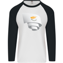 Curled Cyprus Flag Cypriot Day Football Mens L/S Baseball T-Shirt White/Black