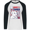 Cat Love Sucks Anti Valentines Singles Day Mens L/S Baseball T-Shirt White/Black