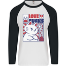 Cat Love Sucks Anti Valentines Singles Day Mens L/S Baseball T-Shirt White/Black