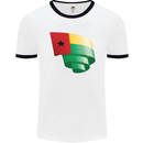 Curled Guinea-Bissau Flag Day Football Mens Ringer T-Shirt White/Black