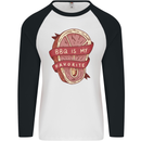 BBQ is My Favourite Funny Steak Grill Braai Mens L/S Baseball T-Shirt White/Black