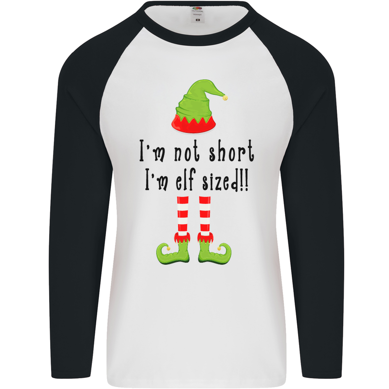 I'm Not Short I'm Elf Sized Funny Christmas Mens L/S Baseball T-Shirt White/Black