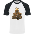 Christmas Boxer Dog Xmas Tree Funny Mens S/S Baseball T-Shirt White/Black