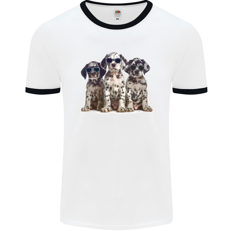 3 Cool Dalmatian Puppy's Dogs Mens Ringer T-Shirt White/Black