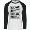 Funny Yoga Coffee Naps Repeat Mens L/S Baseball T-Shirt White/Black