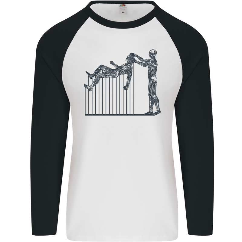 Robot Maintenance AI Futuristic SC-FI Mens L/S Baseball T-Shirt White/Black