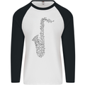 A Saxophone Musical Instrument Brass Band Mens L/S Baseball T-Shirt White/Black